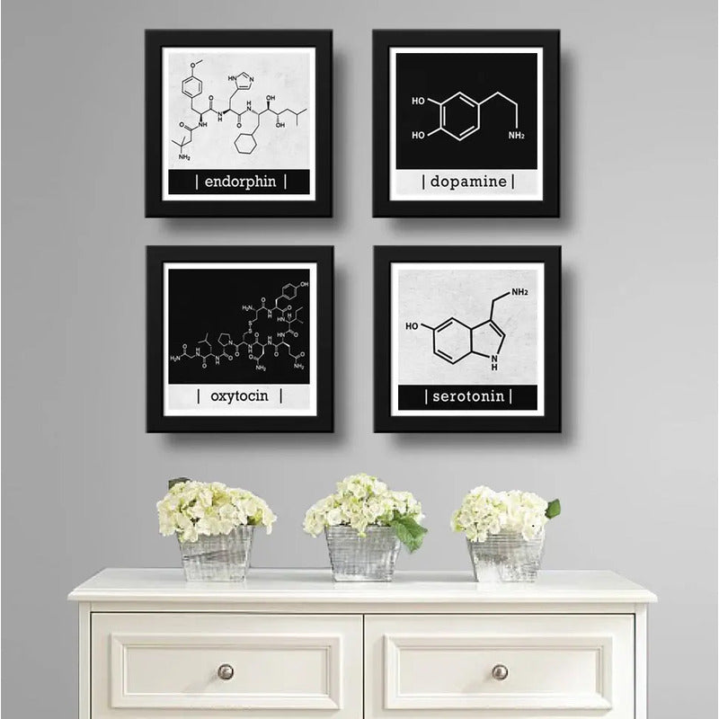 Set 4 Cuadros Formula Quimica Dopamina Endorfina Serotonina