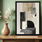 Cuadro Dormitorio Living Boho Arte Abstracto Borde Urbano Marco Negro