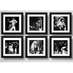 Set 6 Cuadros Rock Bandas Musica Blanco Y Negro Decoración