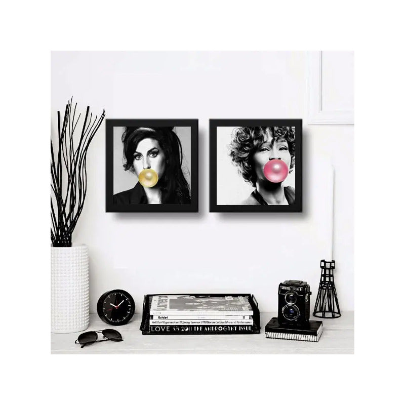 Set 2 Cuadros Amy Winehouse Whitney Houston Chicle Pop Art
