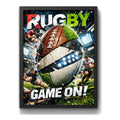 Cuadro Rugby Art Game On Jugador Club Deportes Decoracion Marco Negro