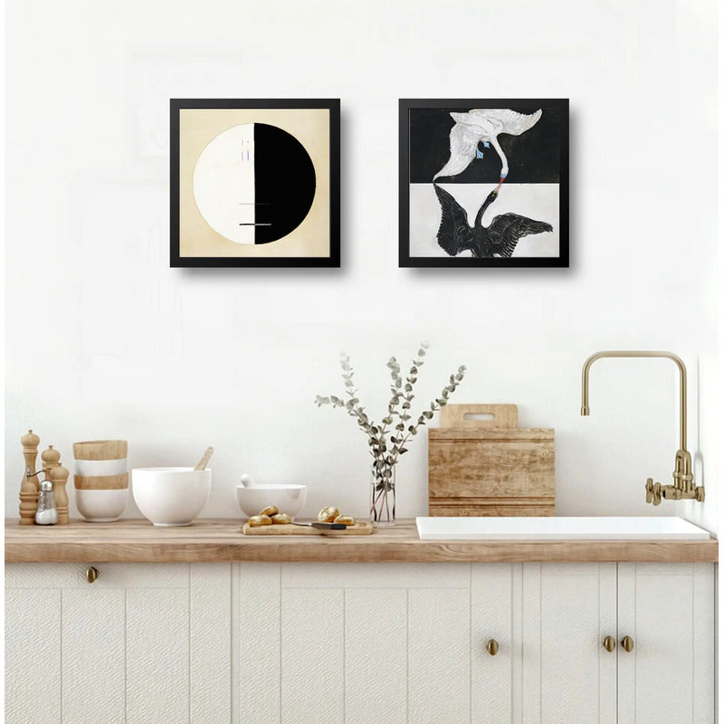 Set 2 Cuadros Hilma Af Klint Arte Abstracto Museo Buda Cisne Marco Negro