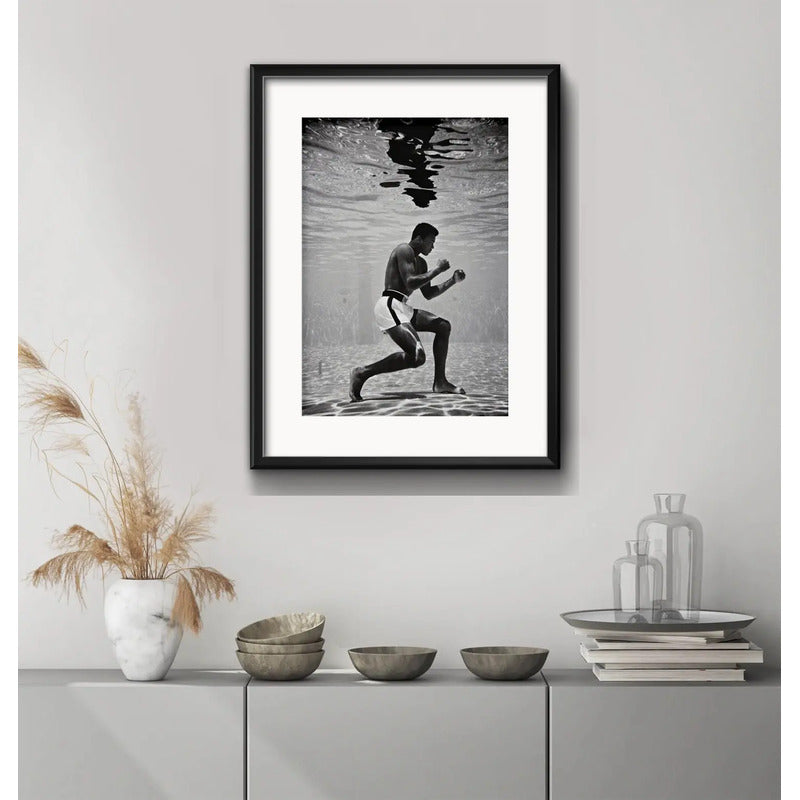 Cuadro Muhammad Ali Boxeo Submarino Deporte 53x43cm Paspartú Marco Negro