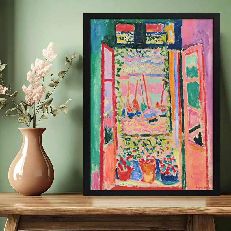 Cuadro Dormitorio Living Matisse Vista Desde La Ventana Arte Marco Negro