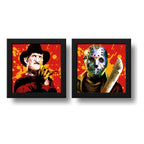 Set 2 Cuadros Freddy Krueger Jason Voorhees Terror Pop Art Marco Negro