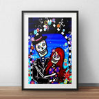 Cuadro Pareja Calaveras Mexicanas Tattoo Decoracion Paspartú