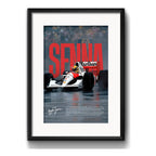 Cuadro Ayrton Senna Formula 1 Sign Auto 53x43cm Con Paspartú Marco Negro