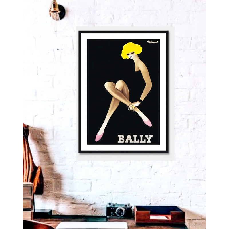 Cuadro Bally Suiza Fashion Moda Lujo Retro Salon Decoracion Bally Blonde Negro