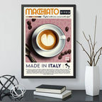 Cuadro Cafe Made In Italy Coffee Arte Italia Cocina Vintage Macchiato 1912 Marco Negro