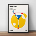 Cuadro Bauhaus Arte Cocktails Drinks Bebidas Receta Pub Bar Martini Marco Negro