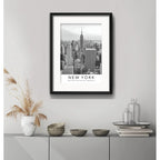 Cuadro New York Blanco Negro Foto B1 53x43cm Con Paspartú Marco Negro