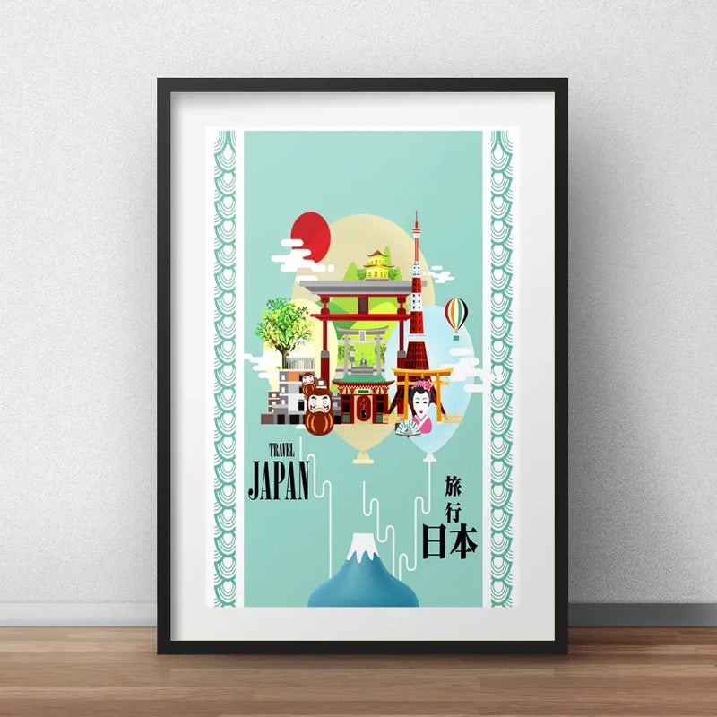 Cuadro Japon Tokio Japones Brs1 Decoracion Con Paspartu Marco Negro