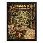 Cuadro Jumanji En La Selva Pelicula Mapa Tablero Arte Retro Marco Negro