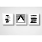 Set 3 Cuadros Geometrico Abstracto Blanco Y Negro Decoracion
