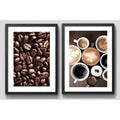 Set 2 Cuadros Café Tipos Grano Recetas Bebidas Coffee Cocina Marco Negro