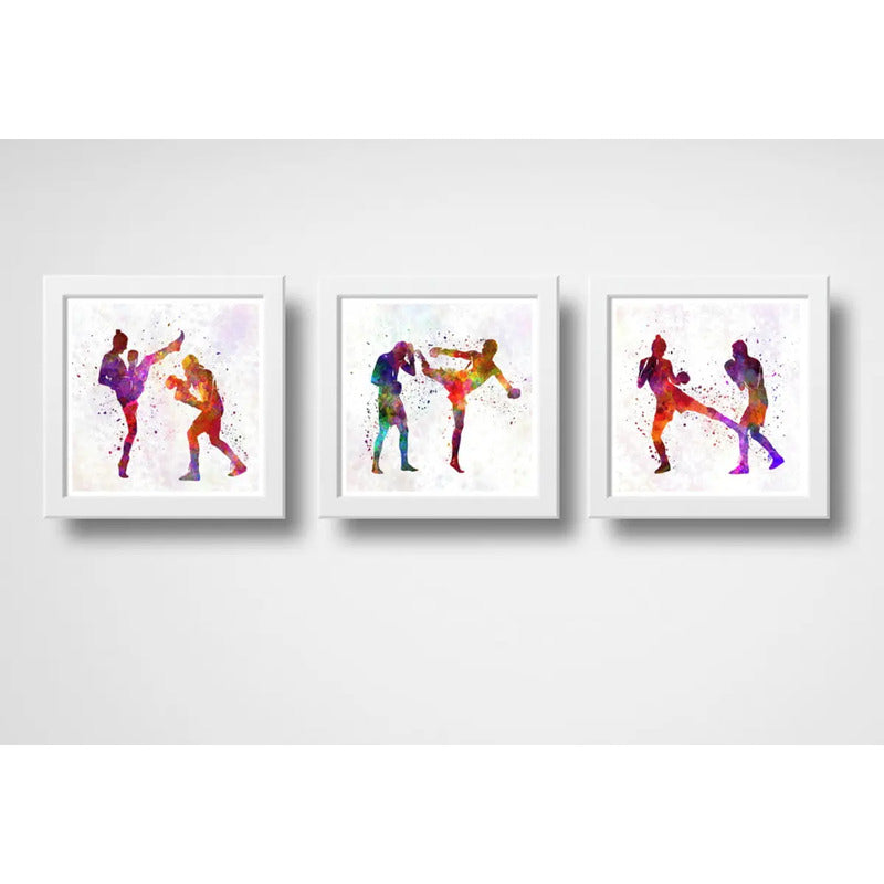 Set 3 Cuadros Artes Marciales Pop Art Mma Gym Decoracion