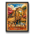 Cuadro Colonia Del Sacramento Puerta Ciudadela Retro Uruguay Marco Negro