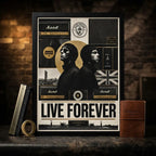 Cuadro Oasis Live Forever Manchester City Futbol Arte Rock Marco Negro