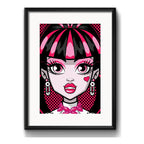 Cuadro Monster High Draculaura Pop Art Decoracion Paspartú Marco Negro