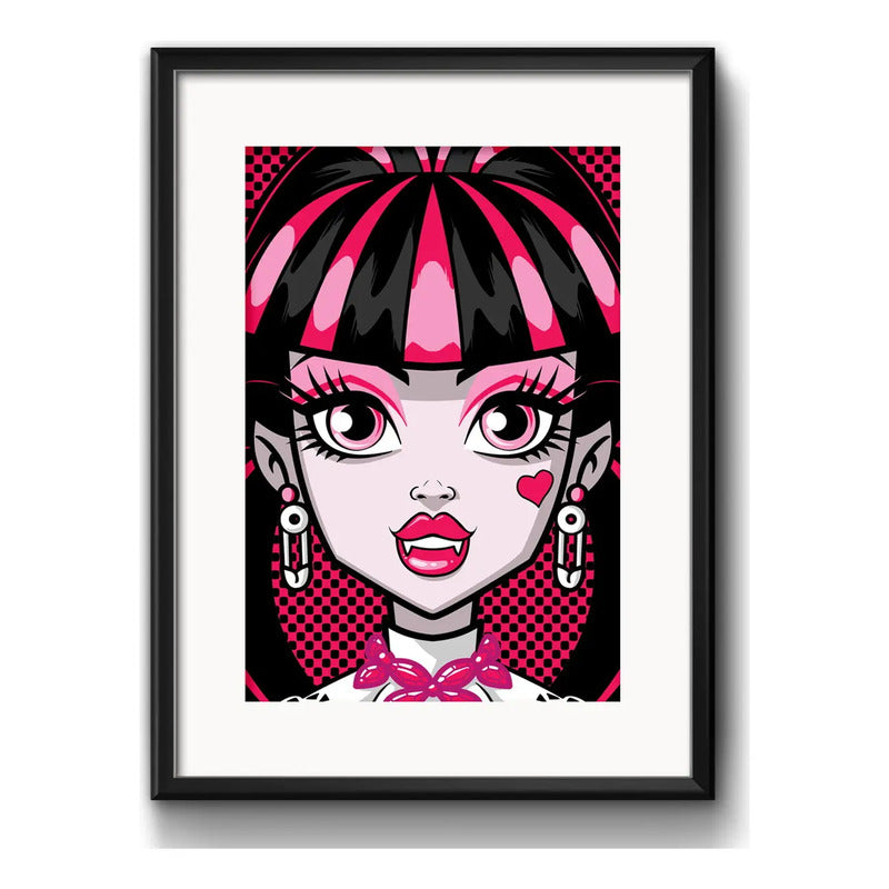 Cuadro Monster High Draculaura Pop Art Decoracion Paspartú Marco Negro
