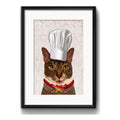 Cuadro Gato Chef Cocina Gourmet Decoracion Con Paspartú Marco Negro
