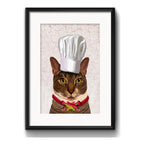 Cuadro Gato Chef Cocina Gourmet Decoracion Con Paspartú Marco Negro