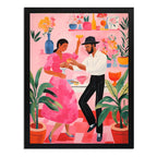 Cuadro Danza Baile Latino Pareja Arte Plantas Botanico Marco Negro