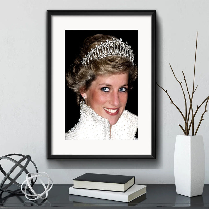 Cuadro Diana De Gales Princesa Lady Di Foto Con Paspartú Marco Negro