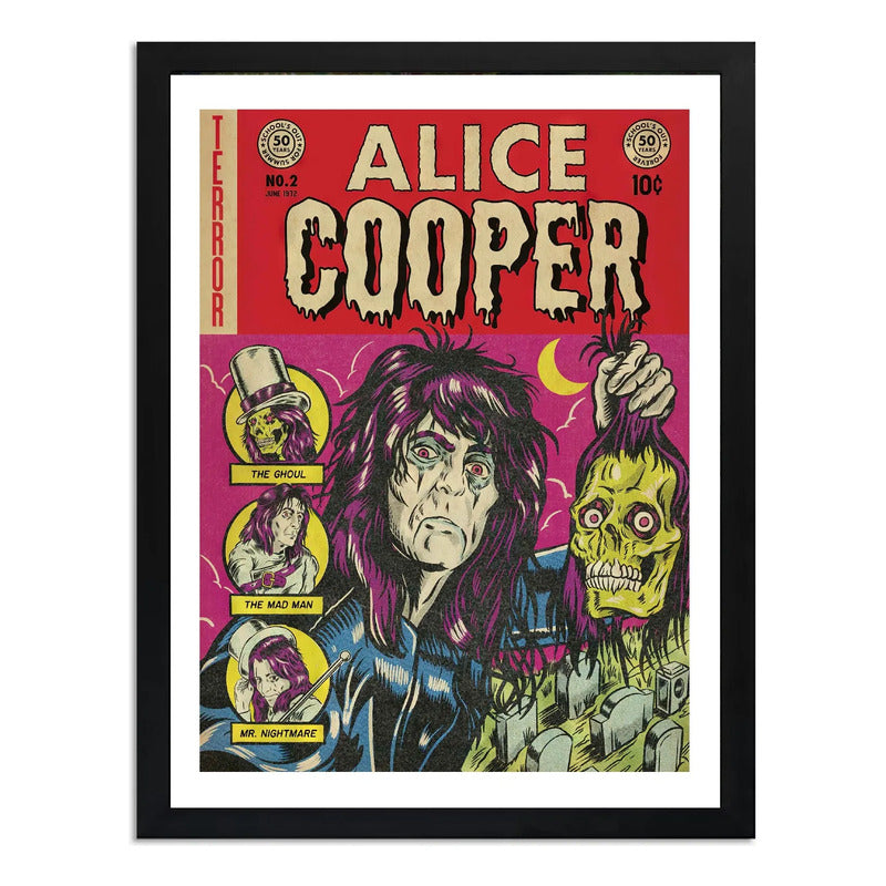 Cuadro Alice Cooper Terror Comics Calavera Rock Metal Musica Marco Negro