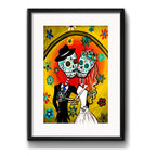 Cuadro Pareja Calaveras Mexicanas Tattoo Decoracion Paspartú