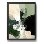 Cuadro Dormitorio Living Boho Abstracto Tranquilidad Verde Marco Negro