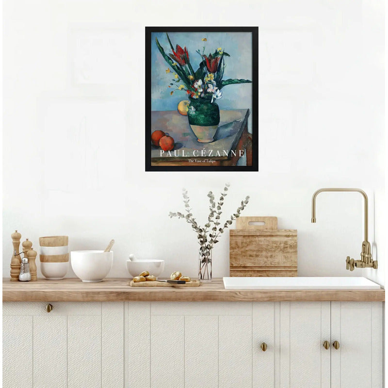 Cuadro Dormitorio Living Paul Cézanne El Jarrón De Tulipanes Marco Negro