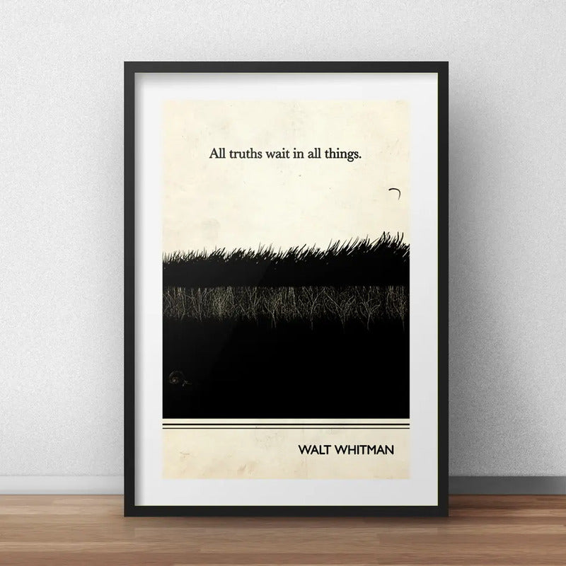 Cuadro Walt Whitman Minimalista Escritor Poeta Con Paspartú Marco Negro