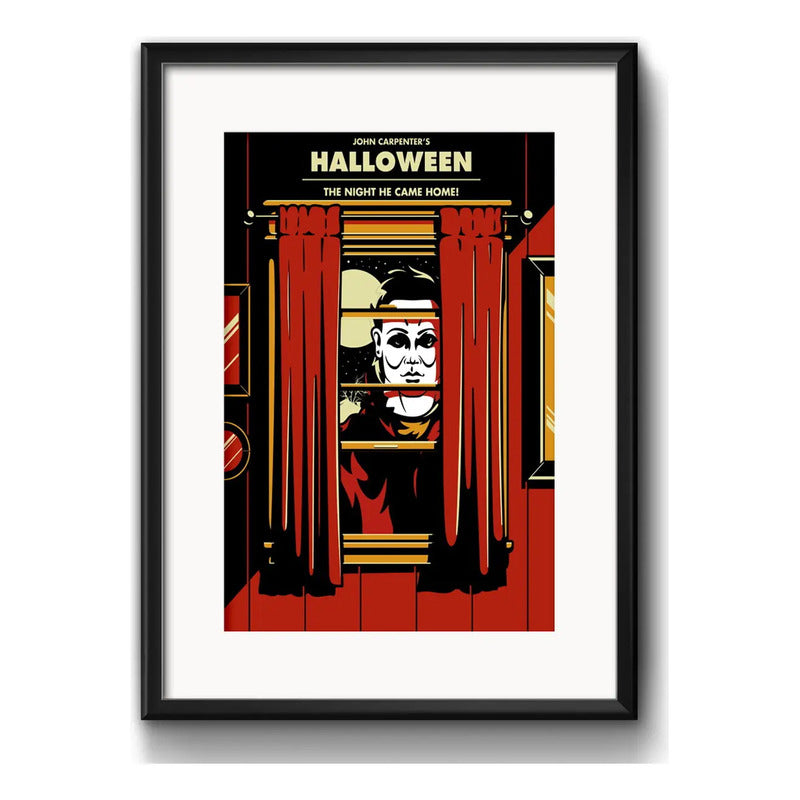 Cuadro Halloween John Carpenter Terror Pelicula Con Paspartú Marco Negro