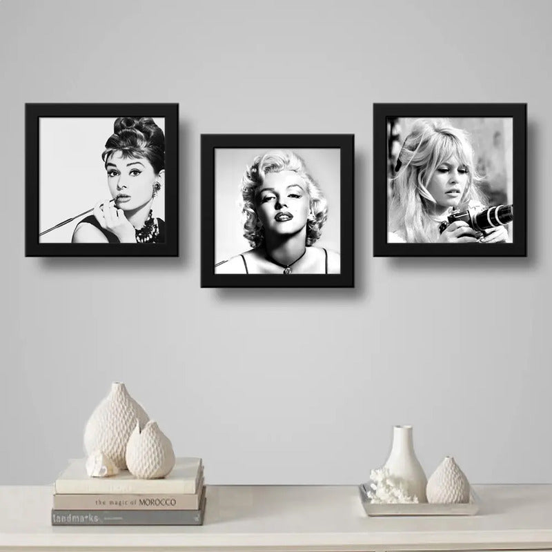 Set 3 Cuadros Marilyn Monroe Audrey Hepburn Brigitte Bardot