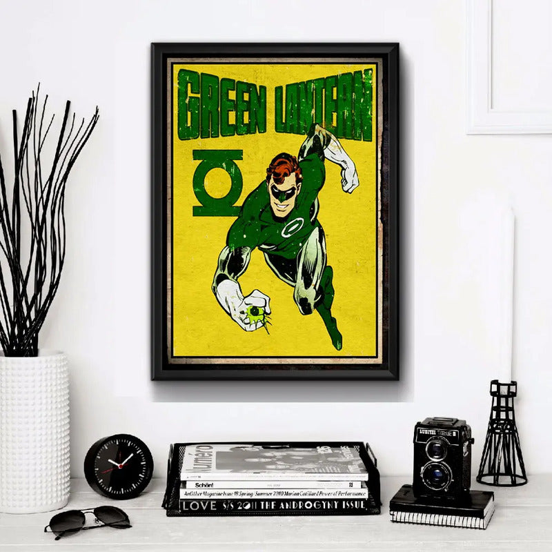 Cuadro Green Lantern Comics Literna Verde Heroes Decoracion Marco Negro