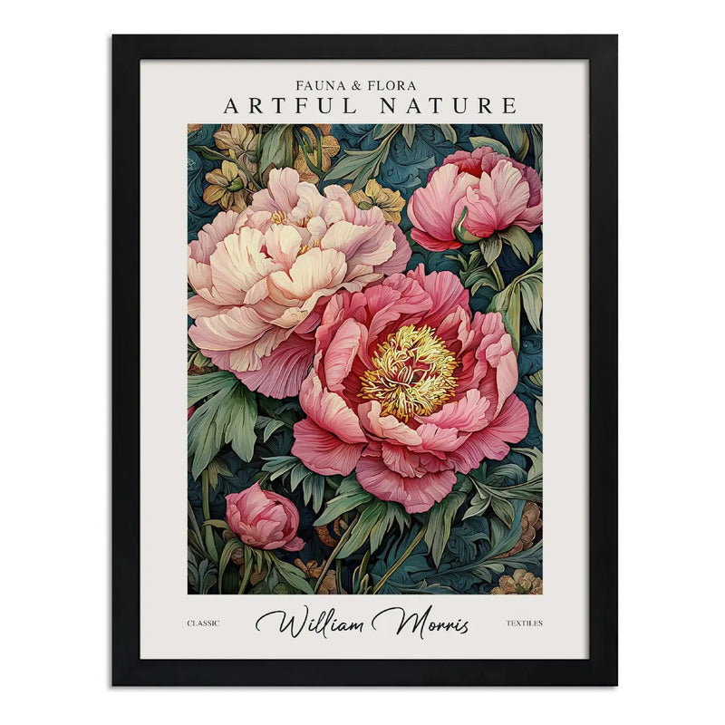 Cuadro Peonías Elegantes William Morris Botanico Flores Flores Elegantes De William Morris 1 Marco Negro