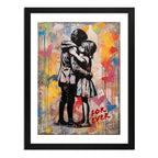 Cuadro Banksy Style Forever Love Amor Arte Urbano Decoracion Marco Negro