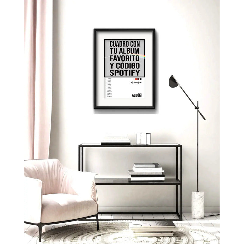 Cuadro Canciones Spotify Personalizado 53x43cm Con Paspartú Marco Negro