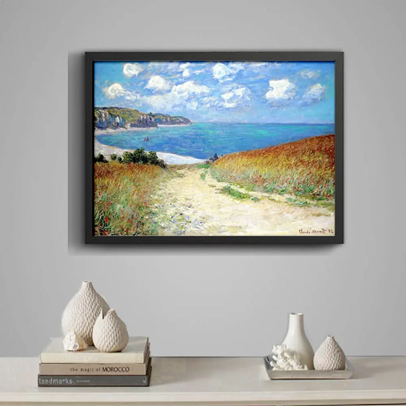 Cuadro Claude Monet Camino Campos De Trigo Playa Pourville Marco Negro