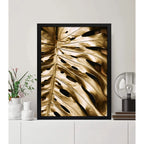 Cuadro Hoja Dorada Lujo Gold Botanico Planta Arte Decoracion Marco Negro