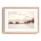 Cuadro Paisajes De Playa Dunas Mar Sol 110x80cm Con Paspartú Marrón Claro