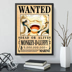 Cuadro Luffy One Piece Wanted Monkey Anime Mangá Decoracion Marco Negro
