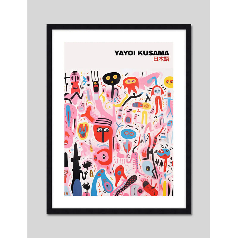 Cuadro Yayoi Kusama Minimalista Arte Con Marco Y Vidrio Yayoi Kusama 2 Negro
