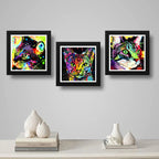 Set 3 Cuadros Gato Pop Art Colors Mascota Pet Decoracion