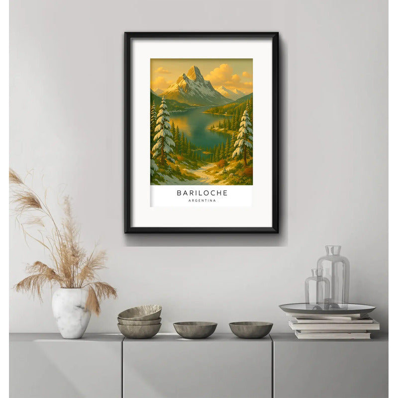 Cuadro Bariloche Patagonia Argentina 53x43cm Con Paspartú Marco Negro