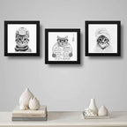 Set 3 Cuadros Gato Baño Blanco Y Negro Mascota Pet Decora