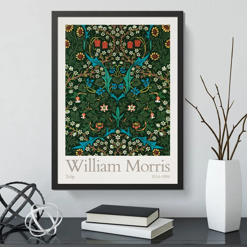 Cuadro William Morris Tulip Flores Plantas Arte Decoracion Marco Negro