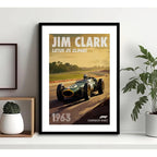 Cuadro Jim Clark Lotus 25 Climax Formula 1 Auto Carrera Arte Marco Negro