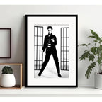 Cuadro Elvis Presley Rock Retro Decoracion Con Paspartú Elvis Jailhouse Rock 2 Con Marco Negro
